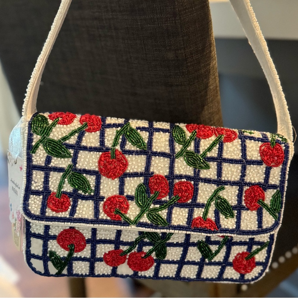 NWT Cherry Beaded Handbag